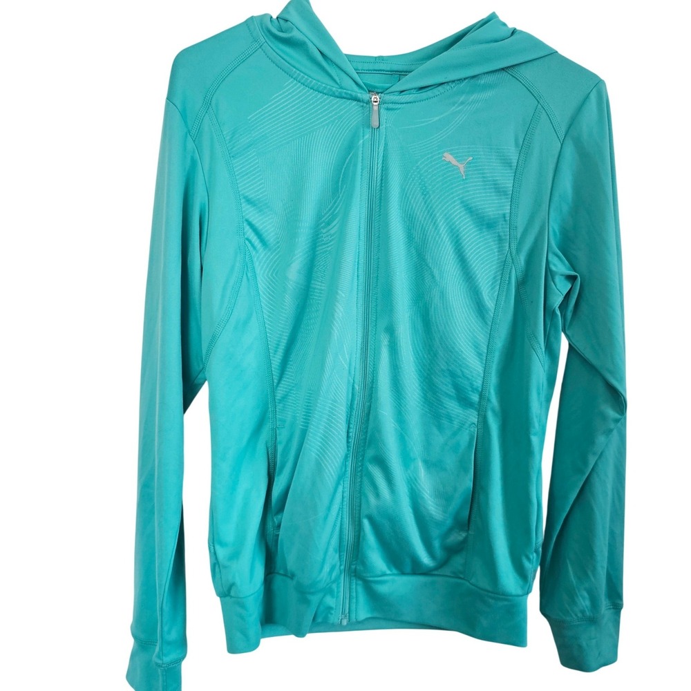 Puma Sportlifestyle Womens Small Teal Swirl Full Zip Hoodie Track Jacket S